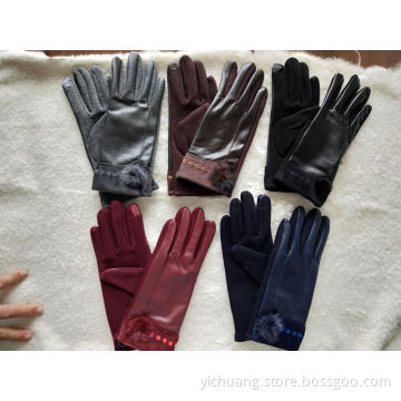 colorized handmade touch screen ladies gloves